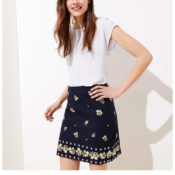 LOFT Embroidered Shift Skirt - Picture 2 of 8
